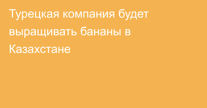 Турецкая компания будет выращивать бананы в Казахстане