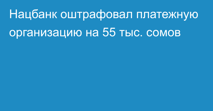 Нацбанк оштрафовал платежную организацию на 55 тыс. сомов