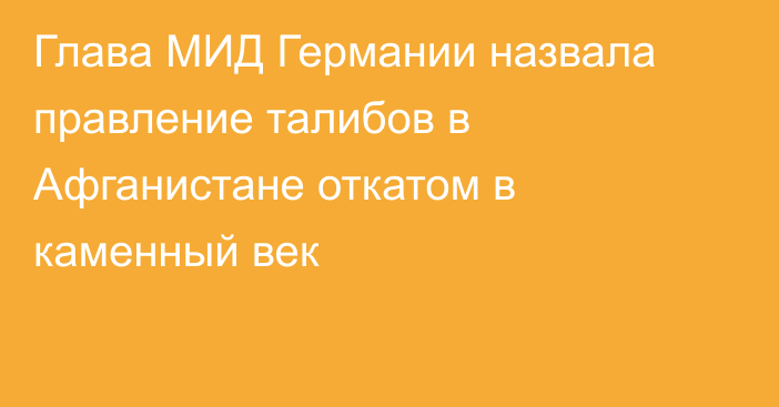 Глава МИД Германии назвала правление талибов в Афганистане откатом в каменный век