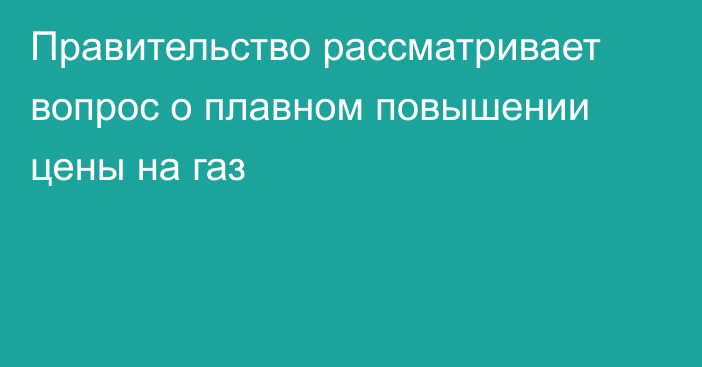 Правительство рассматривает вопрос о плавном повышении цены на газ