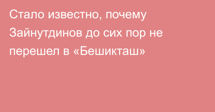 Стало известно, почему Зайнутдинов до сих пор не перешел в «Бешикташ»