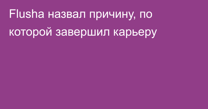 Flusha назвал причину, по которой завершил карьеру