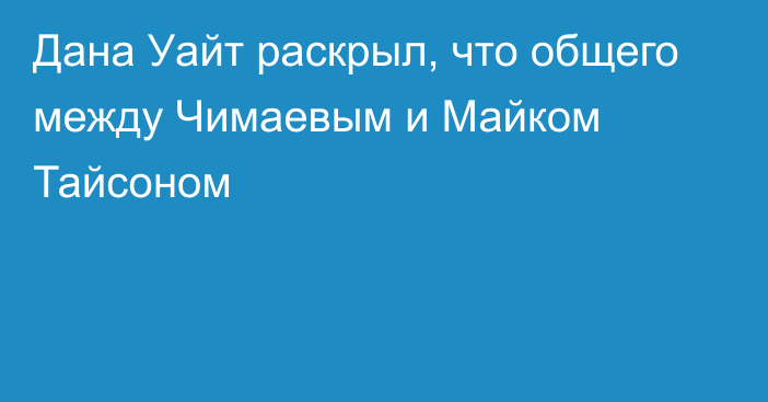 Дана Уайт раскрыл, что общего между Чимаевым и Майком Тайсоном