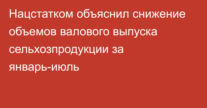 Нацстатком объяснил снижение объемов валового выпуска сельхозпродукции за январь-июль