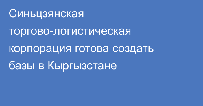 Синьцзянская торгово-логистическая корпорация готова создать базы в Кыргызстане