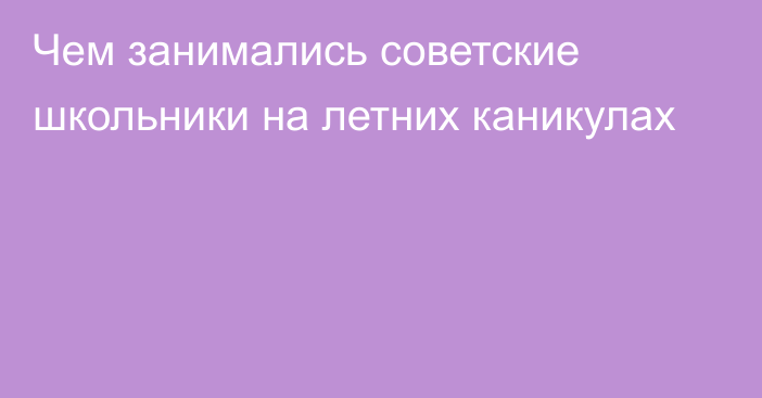 Чем занимались советские школьники на летних каникулах