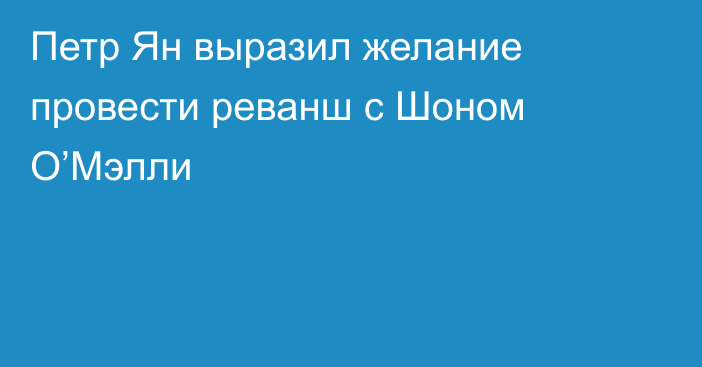 Петр Ян выразил желание провести реванш с Шоном О’Мэлли