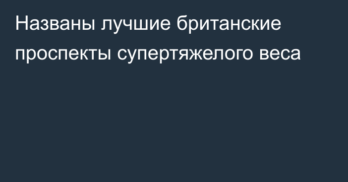 Названы лучшие британские проспекты супертяжелого веса