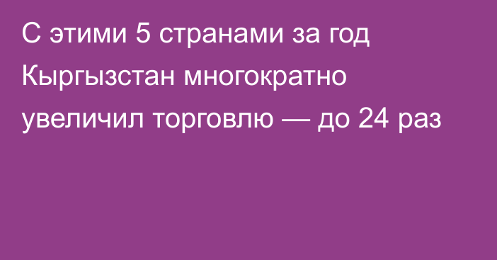 С этими 5 странами за год Кыргызстан многократно увеличил торговлю — до 24 раз