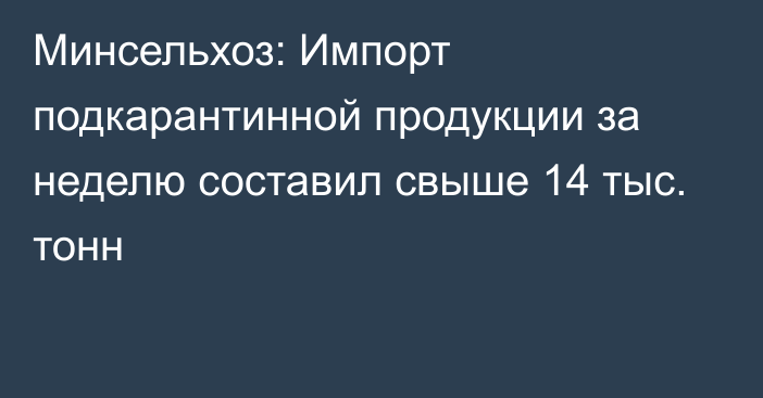 Минсельхоз: Импорт подкарантинной продукции за неделю составил свыше 14 тыс. тонн