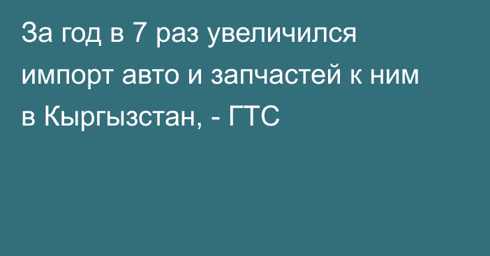 За год в 7 раз увеличился импорт авто и запчастей к ним в Кыргызстан, - ГТС