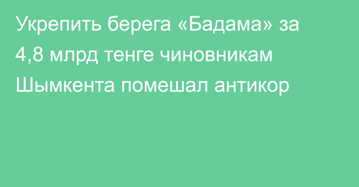 Укрепить берега «Бадама» за 4,8 млрд тенге чиновникам Шымкента помешал антикор