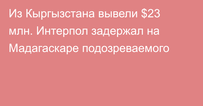 Из Кыргызстана вывели $23 млн. Интерпол задержал на Мадагаскаре подозреваемого