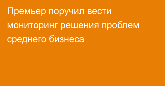 Премьер поручил вести мониторинг решения проблем среднего бизнеса