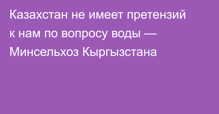 Казахстан не имеет претензий к нам по вопросу воды — Минсельхоз Кыргызстана