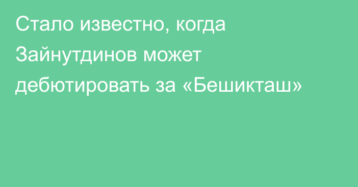 Стало известно, когда Зайнутдинов может дебютировать за «Бешикташ»