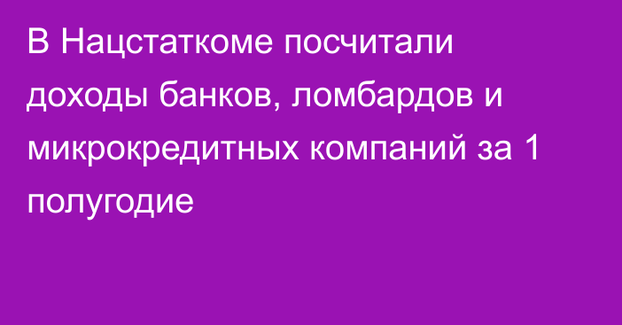 В Нацстаткоме посчитали доходы банков, ломбардов и микрокредитных компаний за 1 полугодие