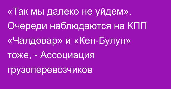 «Так мы далеко не уйдем». Очереди наблюдаются на КПП «Чалдовар» и «Кен-Булун» тоже, - Ассоциация грузоперевозчиков