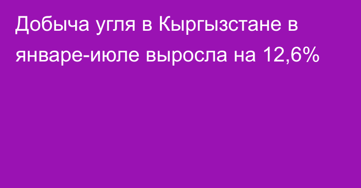 Добыча угля в Кыргызстане в январе-июле выросла на 12,6%