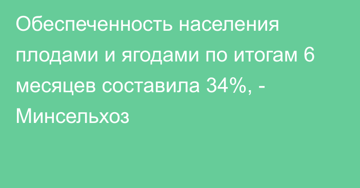 Обеспеченность населения плодами и ягодами по итогам 6 месяцев составила 34%, - Минсельхоз