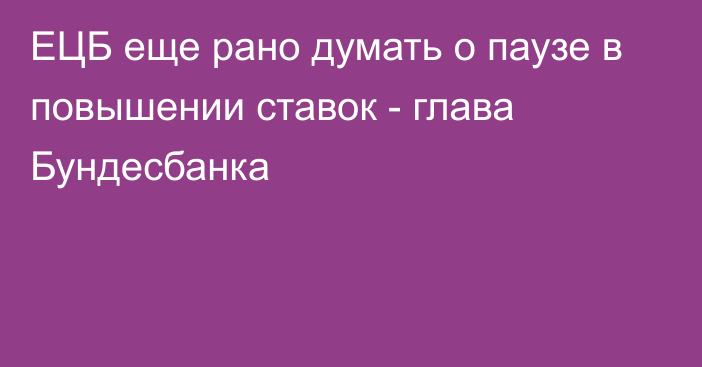 ЕЦБ еще рано думать о паузе в повышении ставок - глава Бундесбанка