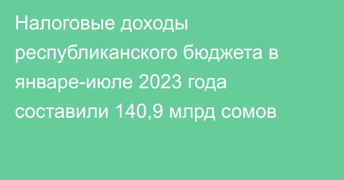 Налоговые доходы республиканского бюджета в январе-июле 2023 года составили 140,9 млрд сомов