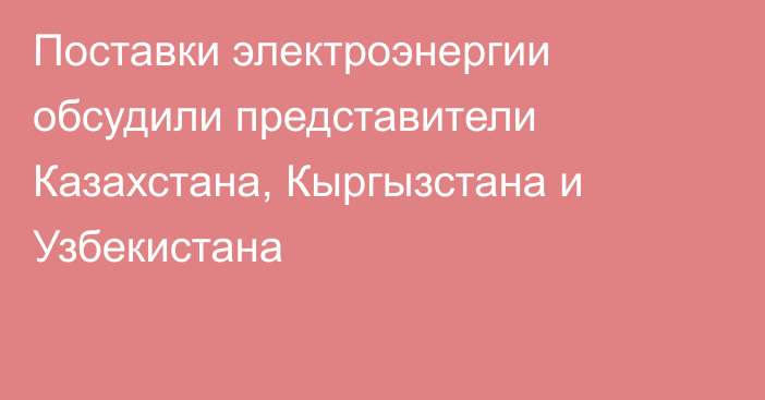 Поставки электроэнергии обсудили представители Казахстана, Кыргызстана и Узбекистана