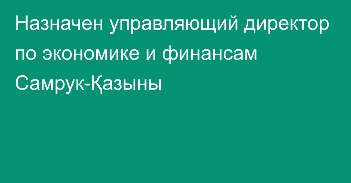 Назначен управляющий директор по экономике и финансам Самрук-Қазыны