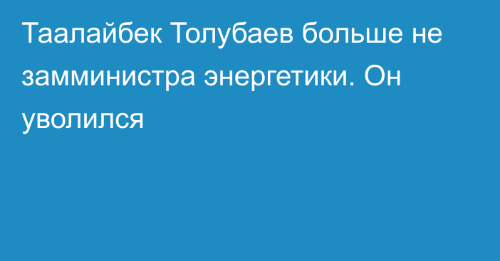 Таалайбек Толубаев больше не замминистра энергетики. Он уволился