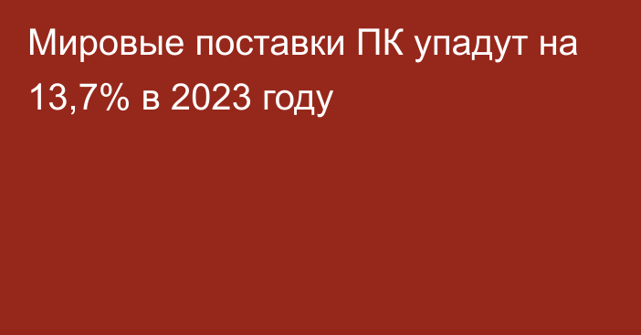 Мировые поставки ПК упадут на 13,7% в 2023 году