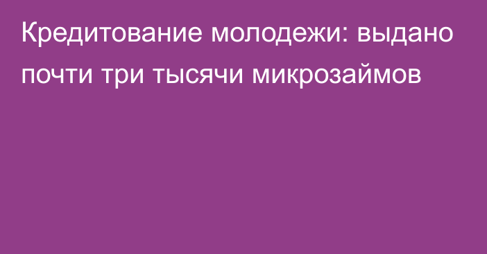 Кредитование молодежи: выдано почти три тысячи микрозаймов