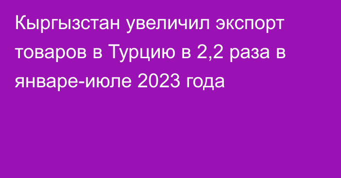 Кыргызстан увеличил экспорт товаров в Турцию в 2,2 раза в январе-июле 2023 года