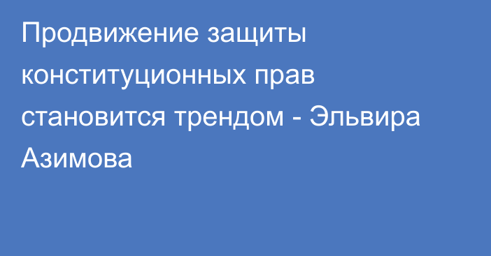 Продвижение защиты конституционных прав становится трендом - Эльвира Азимова