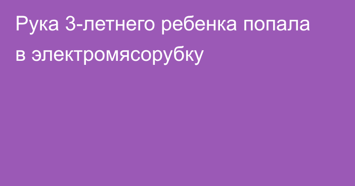 Рука 3-летнего ребенка попала в электромясорубку