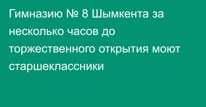 Гимназию № 8 Шымкента за несколько часов до торжественного открытия моют старшеклассники