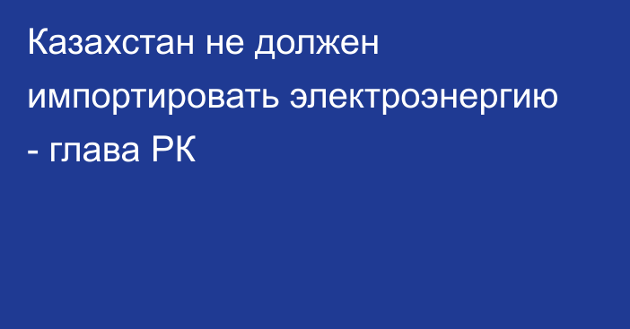 Казахстан не должен импортировать электроэнергию - глава РК