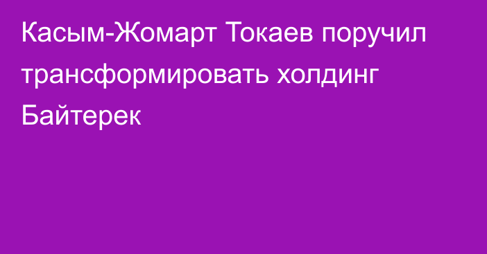 Касым-Жомарт Токаев поручил трансформировать холдинг Байтерек