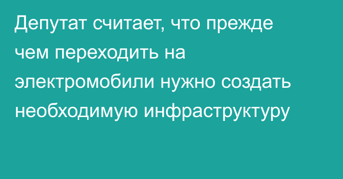 Депутат считает, что прежде чем переходить на электромобили нужно создать необходимую инфраструктуру