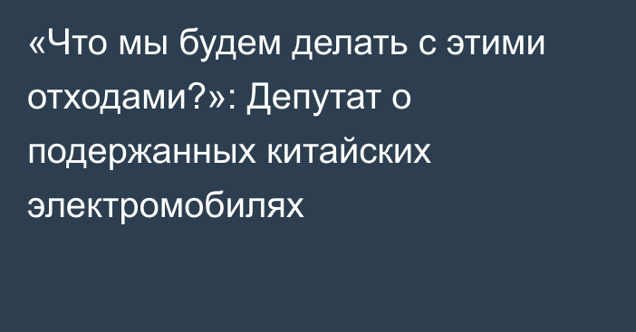 «Что мы будем делать с этими отходами?»: Депутат о подержанных китайских электромобилях