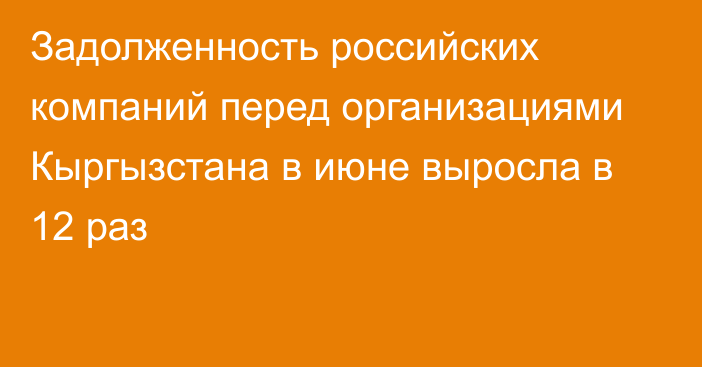 Задолженность российских компаний перед организациями Кыргызстана в июне выросла в 12 раз