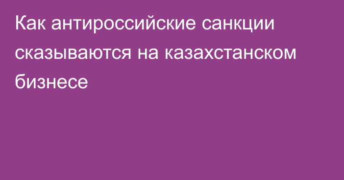 Как антироссийские санкции сказываются на казахстанском бизнесе