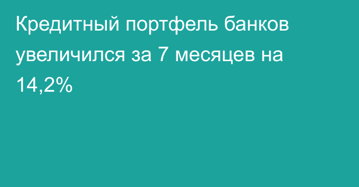 Кредитный портфель банков увеличился за 7 месяцев на 14,2%