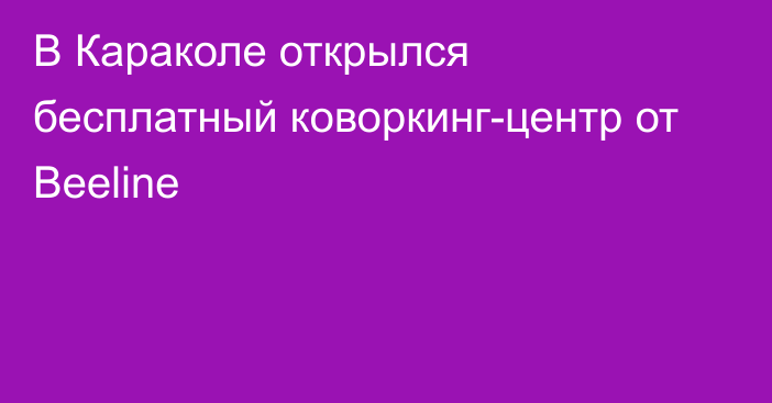 В Караколе открылся бесплатный коворкинг-центр от Beeline