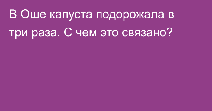 В Оше капуста подорожала в три раза. С чем это связано?