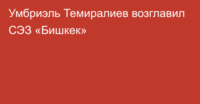 Умбриэль Темиралиев возглавил СЭЗ «Бишкек»