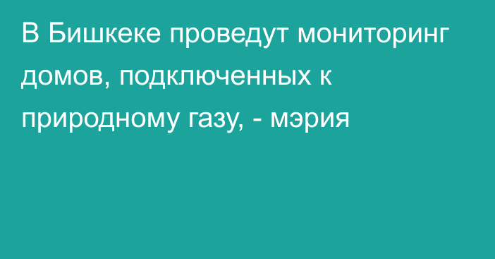 В Бишкеке проведут мониторинг домов, подключенных к природному газу, - мэрия