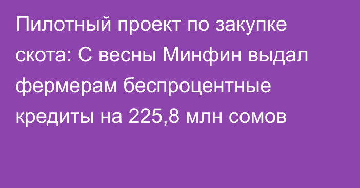 Пилотный проект по закупке скота: С весны Минфин выдал фермерам беспроцентные кредиты на 225,8 млн сомов