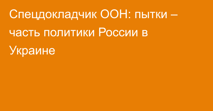 Спецдокладчик ООН: пытки – часть политики России в Украине