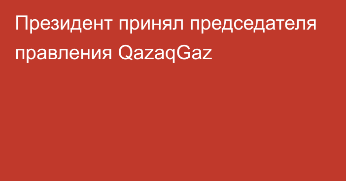 Президент принял председателя правления QazaqGaz