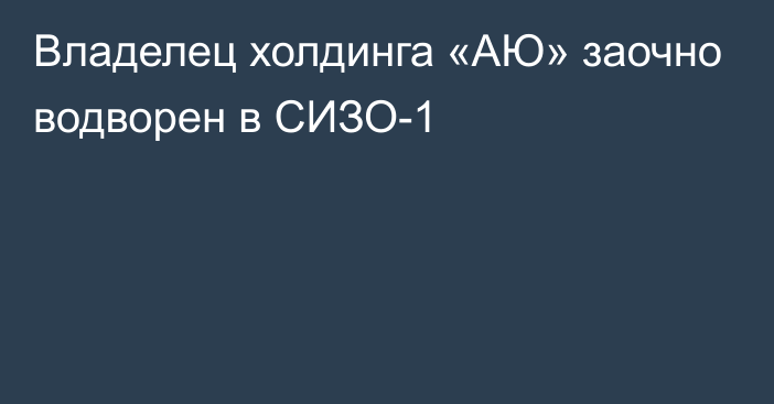 Владелец холдинга «АЮ» заочно водворен в СИЗО-1